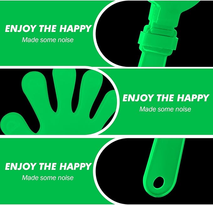 36 Pcs Hand Clappers Noisemakers 7.5 Inch Clappers Noisemakers Plastic Hand Clappers for Birthdays Game Football Sporting Events Cheers Supplies Dance Basketball Football Noisemakers（Green）