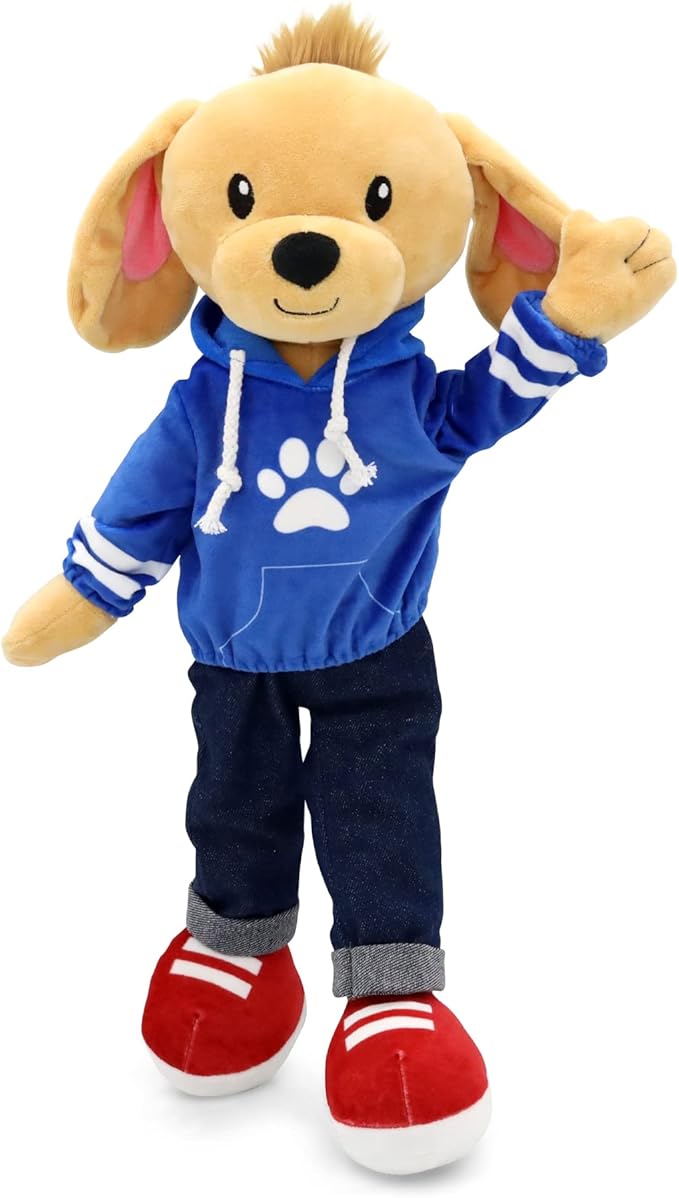 Plushible Soft Baby Doll, 18 Inch Dog - Plush Rag Doll with 2 Clothing Sets, My First Plush Toy for Girls, Boys & Infants, Soft Baby Stuffed Toy, Adorable Companion for 1 Year Old & Up