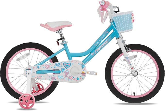 JOYSTAR Angel Girls Bike for Toddlers and Kids Ages 2-13 Years Old, 12 14 16 18 20 Inch Kids Bike with Training Wheels & Basket, 20 24 Inch Girls Bicycle with Handbrake & Kickstand