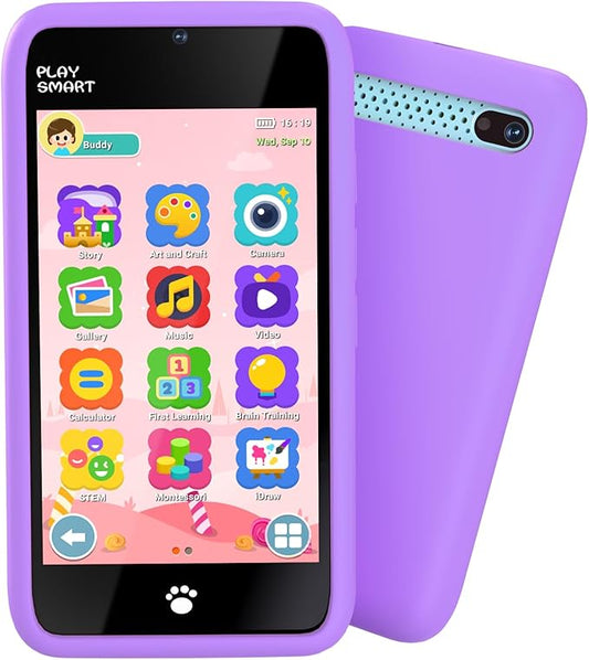 MOMILLA Kids Smart Phone Toys for Girls, 3.97” Touchscreen, Dual Cameras with Stickers, 200+ Games & 16GB Storage, Christmas Birthday Gifts for Kids Age 3-10, Educational Mini Toddler Play Phone Toy