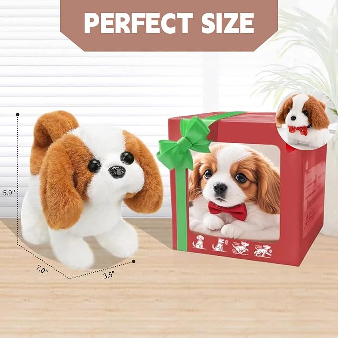 Realistic Robot Puppy, 2026 New Robots Dog, Electronic Interactive Dog - Walking, Barking, Tail Wagging, Creative Companion Puppy for Kids Toddlers (Red Box)