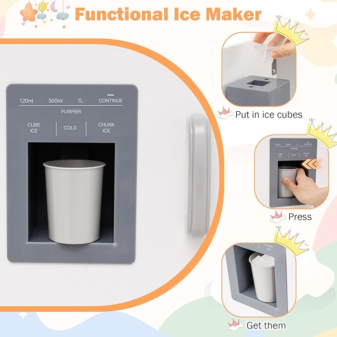 GLACER Corner Wooden Play Kitchen for Kids, Large Pretend Play Kitchen Playset with Sound, Light, Chalkboard, Microwave, Ice Maker, Washing Machine, Accessories, Toy Kitchen Set for Ages 3+ (White)