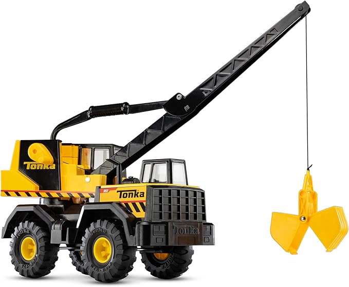 Tonka Steel Classics Mighty Crane - Made with Steel & Sturdy Plastic, Yellow Toy Construction Truck, Boys and Girls, Kids, Toddlers, Ages 3+