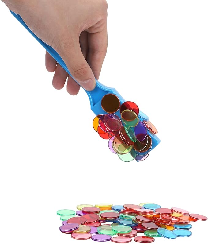 Magnetic Bingo Chips with Wand - 6 Pack for Large Group Games,Family Game Night, Sensory Bins,Counting and Sorting,Science& Educational Activities (Colorful with Bag(6 Pack-500 Metal Chips))