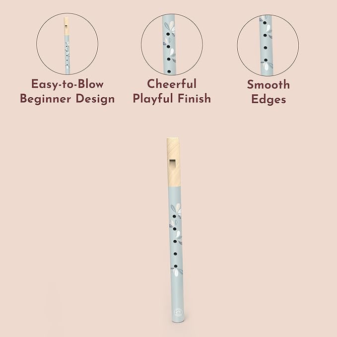 SPEEDY MONKEY Wooden Flute for Kids – Beginner Musical Instrument Toy for Toddlers & Girls – Colorful Pretend Play Musical Toy for Early Learning, Music Education & Fun (Color May Vary)