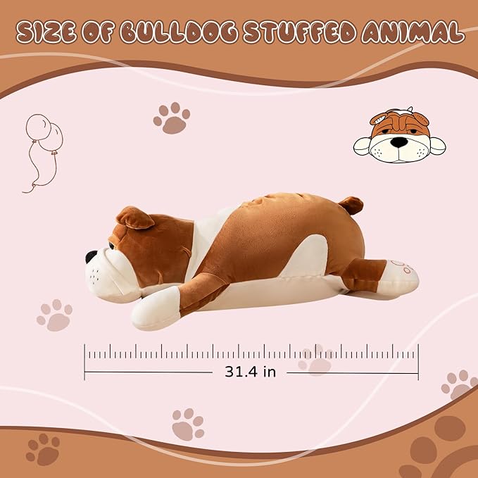 Jumbo Plush Dog Pillow 31.4in - Giant Cute Stuffed Animal Toy for Adults & Kids,Yellow 80cm Extra Large Huggable Sleeping Pillow,Soft Cartoon Puppy Doll Bedroom Decor