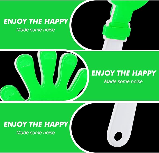 12 Pcs Hand Clappers Noisemakers 7.5 Inch Clappers Noisemakers Plastic Hand Clappers for Birthdays Game Football Sporting Events Cheers Supplies Dance Basketball Football Noisemakers(Green and White)