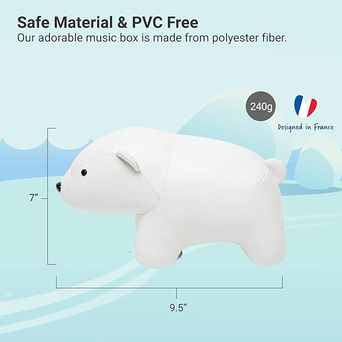 Little Big Friends Musical Baby Toy – Soft Plush Pull-String Cord Classical Toy for Baby & Toddlers | Soothing Stuffed Cuddly Animal Gift | Nathan The Polar Bear