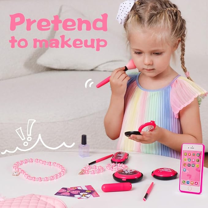 Meland Toys for Girls - Toddler Girls Gift Idea for Birthday Christmas, Pretend Makeup Kit with My First Purse Toy, Makeup for Kids Age 3-6 Year Old for Pretend Play