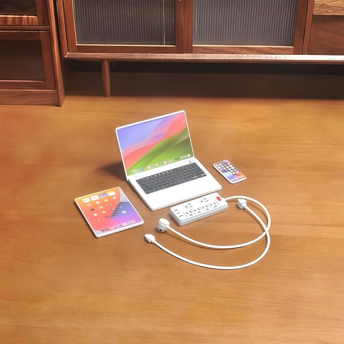 Miniature Electronics Set for Dollhouses: 1:6 Scale Metal Smartphone, Tablet, Laptop & Socket - Doll Accessory Compatible with 1:12 Scale Miniatures - 5 Color Variants (White)