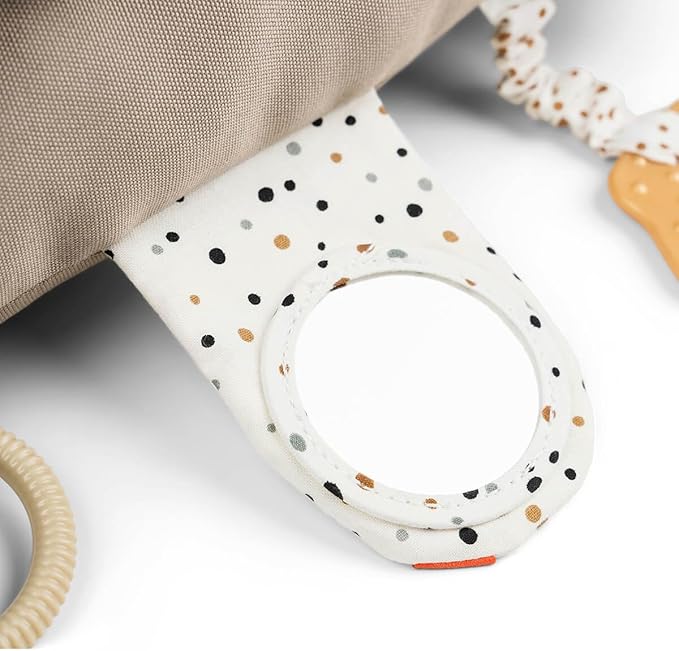 Done by Deer Tummy Time Pillow 3-6 Months - Activity and Tummy Time Toy for Baby 3 Months+ - Soft Floor Pillow with Baby Teething Toys, Small Mirror, Tags, and Crinkle Sounds for Sensory Exploration
