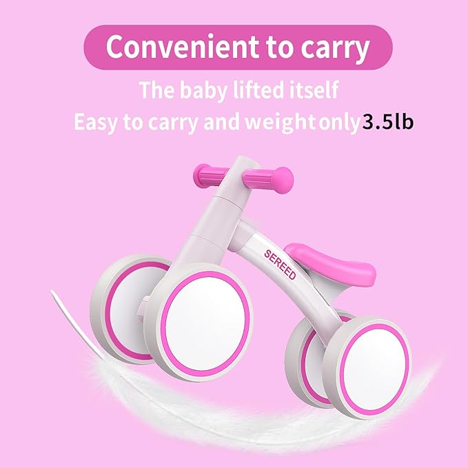 SEREED Baby Balance Bike for 1 Year Old Boys Girls 12-24 Month Toddler Balance Bike, 4 Wheels Toddler First Bike, First Birthday Gifts