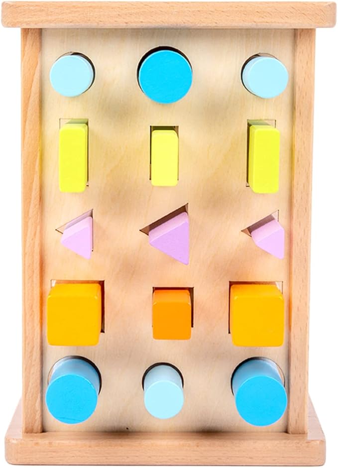 Montessori Toys for 1 2 3 Years Old Wooden 3D Shape Matching Toys,Wooden Posting Stand Montessori Color Sorting Sticks Game-Cognitive Shapes Colors,Educational Sensory Toy for Boys Girls Gift（15 Pcs）