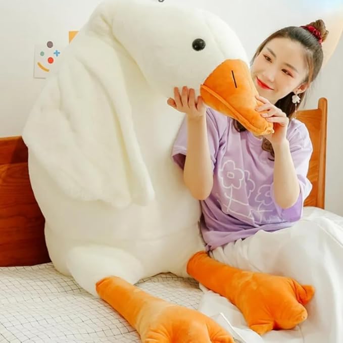 Giant Plush Goose Body Pillow, 75 inch Soft White Swan Stuffed Animal, Hugging Cushion for Kids and Adults! Great Gift