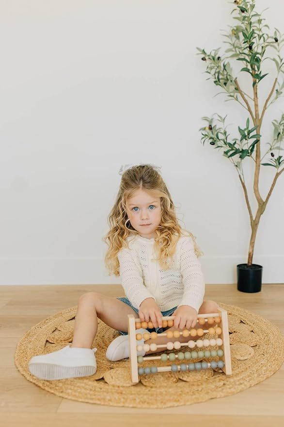 Boho Abacus - STEM Toy- Boho Nursery Decor and Playroom Decor- Math Toddler Toy with Beads- Montessori Toys - Aesthetic Modern Educational Wooden Toys