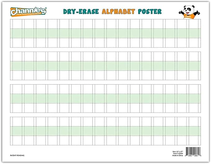 Channie’s Visual Two Sided Large Dry Erase Alphabet & Numbers Poster Board - Size 22” x 17”, Ages 3 and Up, PreK – 2nd Grade - Homeschool Learning Supplies for Summer School Teaching