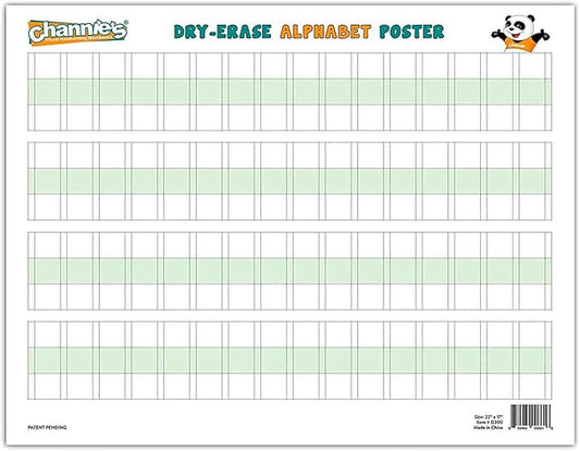 Channie’s Visual Two Sided Large Dry Erase Alphabet & Numbers Poster Board - Size 22” x 17”, Ages 3 and Up, PreK – 2nd Grade - Homeschool Learning Supplies for Summer School Teaching