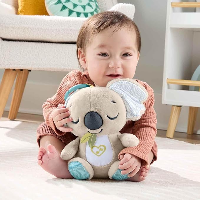 Fisher-Price Baby Toy On-The-Go Koala Soother, Plush Portable Sound Machine with White Noise & Music for Newborns Ages 0+ Months