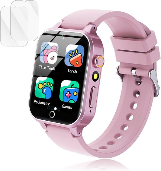 Luyiilo Kids Games Watch, with 26 Puzzle Games, Touch Screen, HD Camera, Alarm Clock, Toys for Ages 4-12 Years Old.Birthday Gift for Boys Girls (Pink)