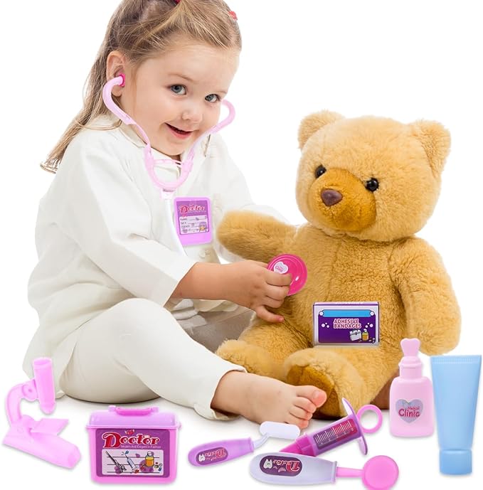 Totority Doctor Kit for Kids, 14Pcs Pretend Play Medical Set with Realistic Tools, Educational & Safe Toy for Toddlers and Preschoolers, Perfect for Role Play at Home and Parties