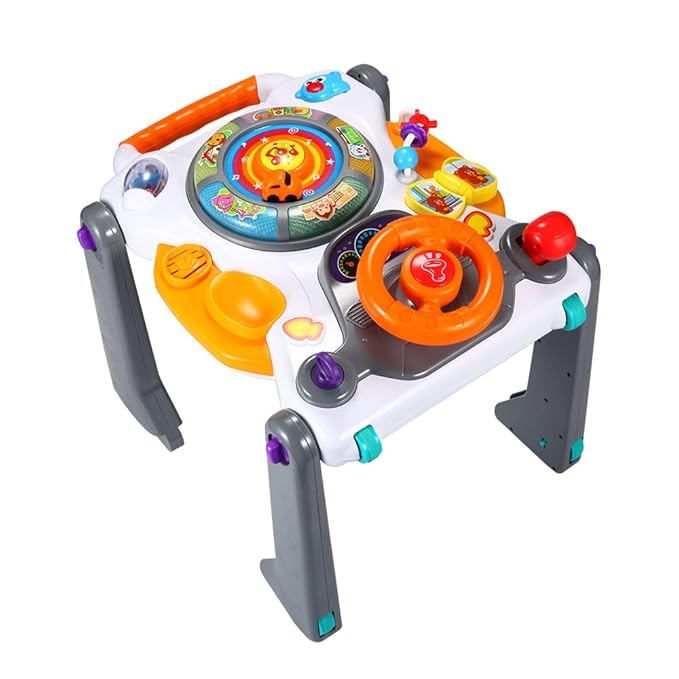 NuoPeng 3-in-1 sit-to-Stand Baby Walker, an All in 1 Learning Walker, Entertainment Table, Drawing Board for Infant Development (White/Gray)