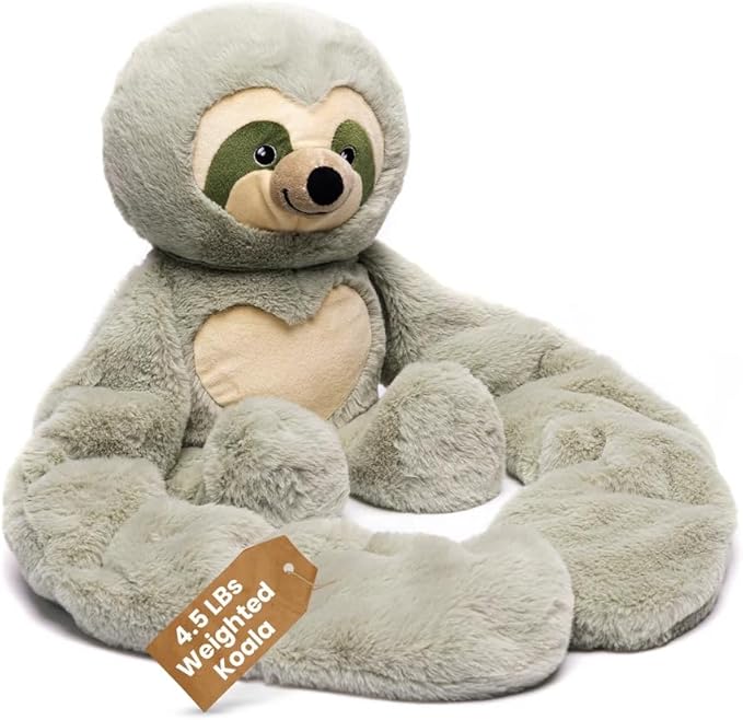 Plushland Original 5lbs Weighted Stuffed Animals Plush Toys with Long Arms, Giant Plushies Pillow Hugging Toy Gifts with Bean Bag for Kids and Adults (Sloth)