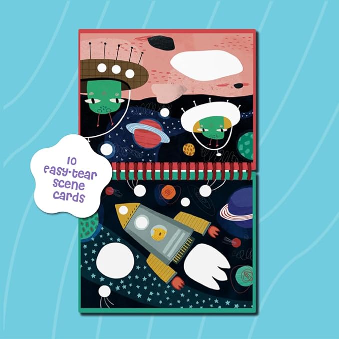 DINO MINI Dot is Fun! - Imaginative Paint by Sticker Kit for Kids - Dot Art Sticker Book for Toddlers 3-5 - Stocking Stuffers for Kids - Sticker Art Book for Toddlers (Space)