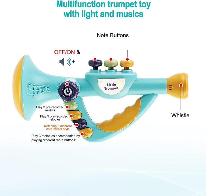 Toddler Musical Instruments Toy, Trumpet, Harmonica, Recorder Flute for Kids Baby, Musical Toys Set for Children Boys Girls Ages 2 3 4 5