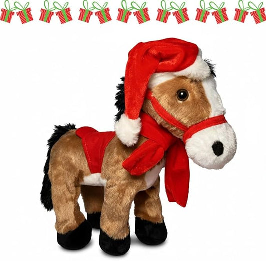 2025 Animated Plush Horse – Walking Toy, Electric Stuffed Animal Plush Interactive Horse Toy Figures, Soft Interactive Pony with Joyful Neighing Sounds Dancing (Brown)