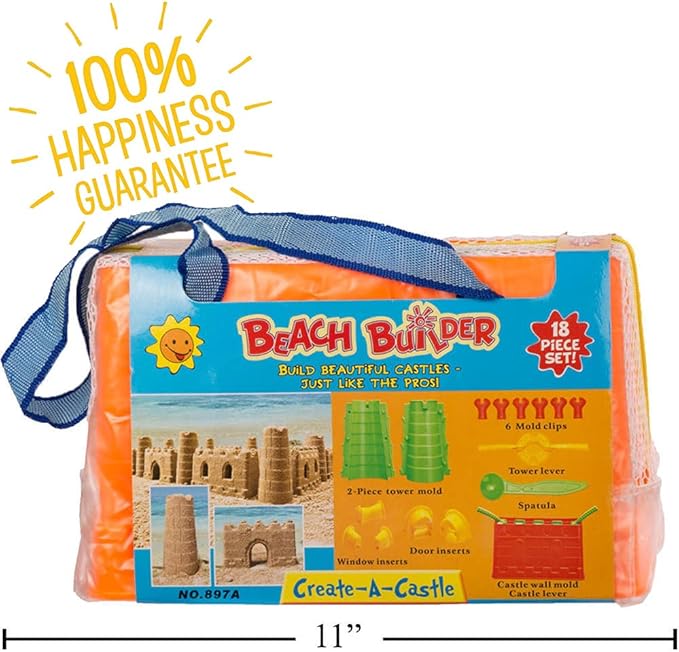 Liberty Imports Beach Builder Create a Sand Castle Pro Building Split Mold Sand Castle Construction, Plastic Beach Toy for Kids (18 Pcs)