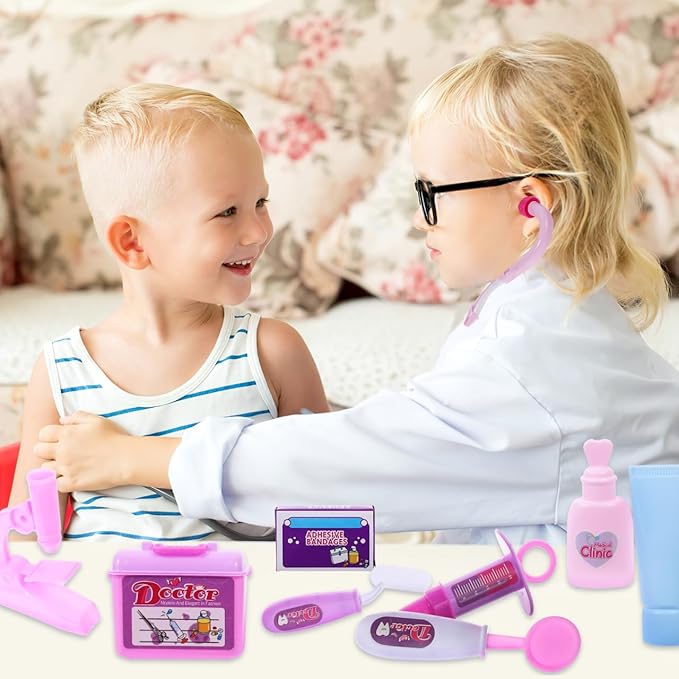 Totority Doctor Kit for Kids, 14Pcs Pretend Play Medical Set with Realistic Tools, Educational & Safe Toy for Toddlers and Preschoolers, Perfect for Role Play at Home and Parties
