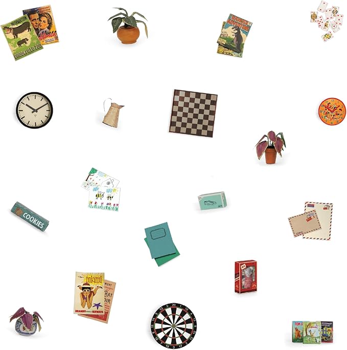 Kids' Bedroom Dollhouse Craft Kit – Easy to Build & Paint Miniature Room | Cardboard Room + 7 Wooden Pieces + Decoration Sheets | 1:12 Scale | Sam & Julia's Mouse Mansion