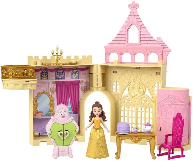 Mattel Disney Princess Toys, Storytime Stackers Belle's Castle, Stackable Doll House with Small Doll & 9 Pieces, Inspired by The Disney Movie
