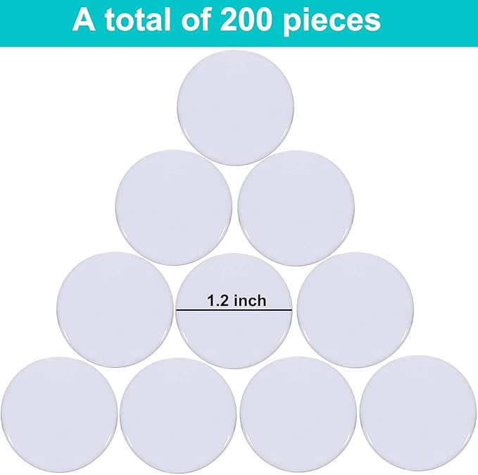 Coopay 1-1/5 inch Plastic Learning Counters Disks Bingo Chip Counting Discs Markers for Math Practice and Poker Chips Game Tokens, 200 Pieces(White)