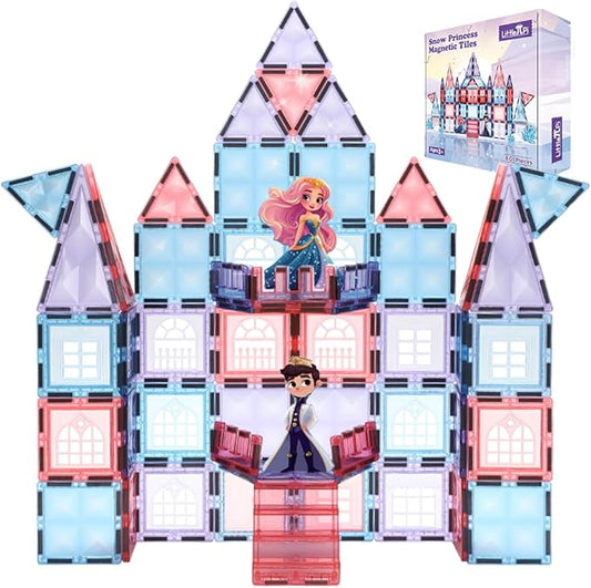 Little Pi Frozen Magnetic Tiles 3 Year Old Girl Gifts 5 Year Old 4 Year Old Girl Birthday Gifts Princess Toys Magnet Tiles Building Blocks Castle Age 3 4 5 6 7 8