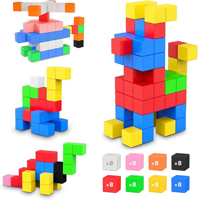 ROMDS 64 PCS Magnetic Blocks Toddler Toys Sensory Toys Magnetic Building Blocks Toys for Toddlers 3 4 5 6 7 8+ Years Old Boys Girls