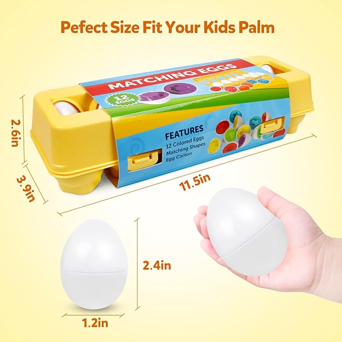Matching Eggs Color Shape Recoginition Sorter Puzzle Travel Bingo Game Easter Baskets Stuffers Montessori Learning Educational Fine Motor Skill Toy for 3 4 5 Year Old