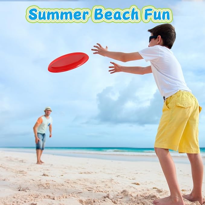 Sand Beach Toys Jumbo Thick 8" Flying Disc Toys For Kids Adults, Sport Yard Disc Game For Outdoor Beach Backyard, Lawn, Park Flying Ring Boys Girls Toss and Catch Game Party Favors Supplies(8 PACK)