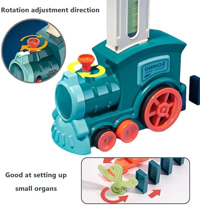 soputry Domino Toy Train Blocks Set, Automatic Domino Stacking Toy Creative Domino Rally Electric Train Set, Upgrade 4 Color Domino Toy Train for 3-12 Year Old Boys and Girls (100 Dominoes)