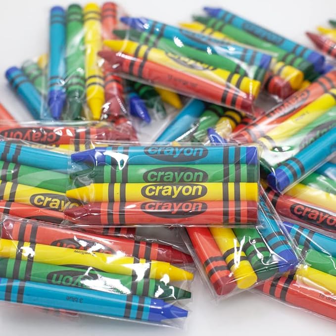 10 Sets of 4 Packs (40 count) Large Size Crayons - Mini Crayon Packs for Kids Party Favors, School Supplies for Teachers & Travel Crayons