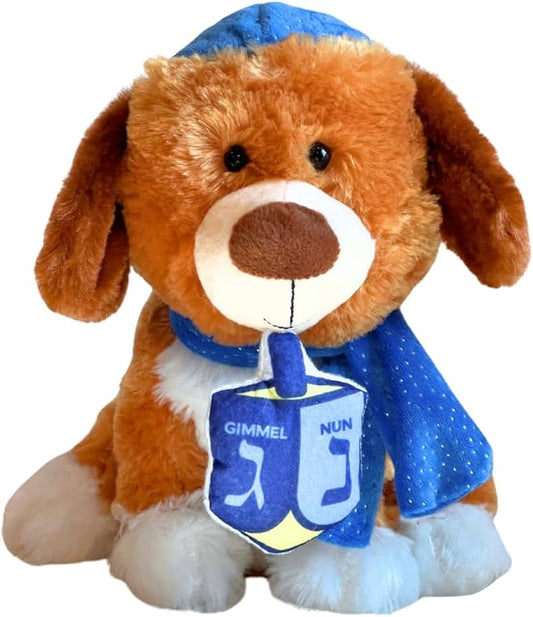 Cuddle Barn | Dreidel Pup - Funny Dancing Puppy Stuffed Animal Plush Toy for Kids | Celebrates Hanukkah in Blue Kippah or Yarmulke | Sings I Have a Little Dreidel, 9 Inches