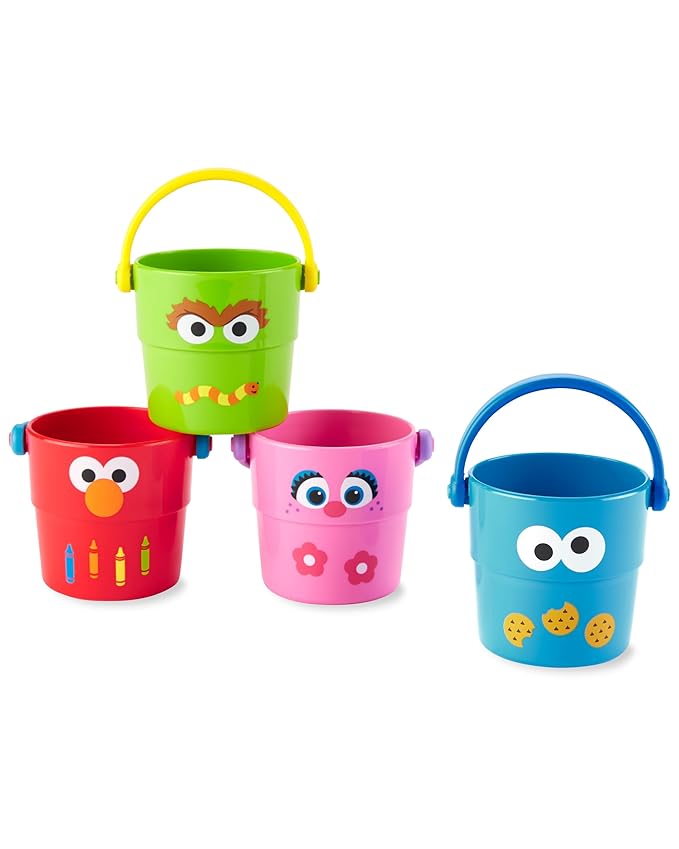 Skip Hop x Sesame Street Baby Bath Toy, Stack & Pour Bath Buckets