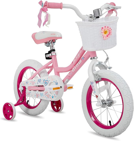 JOYSTAR Angel Girls Bike for Toddlers and Kids Ages 2-13 Years Old, 12 14 16 18 20 Inch Kids Bike with Training Wheels & Basket, 20 24 Inch Girls Bicycle with Handbrake & Kickstand
