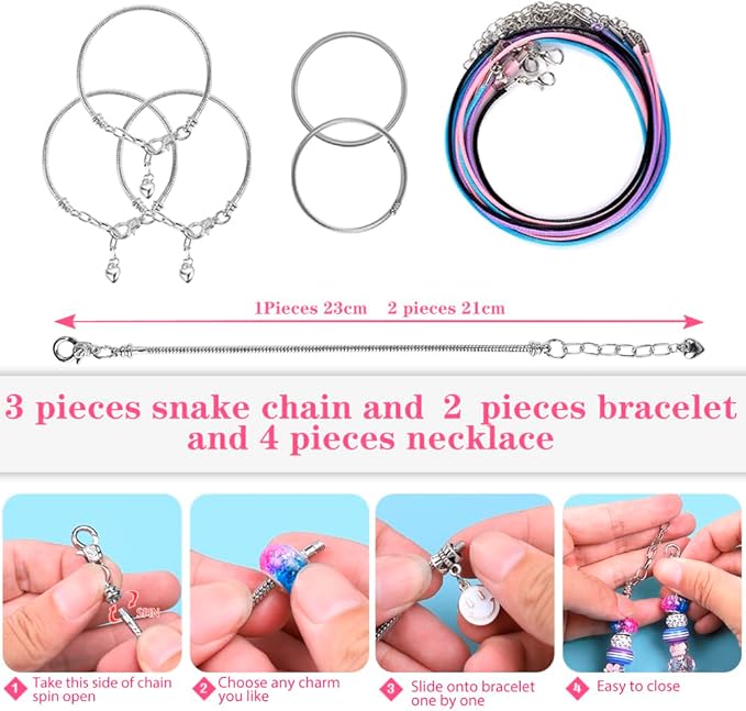 VICTLOV Charm Bracelet Making Kit, DIY Craft for Girls, Unicorn/Mermaid Crafts Gifts Set for Arts and Crafts for Girls Teens Ages 5-12