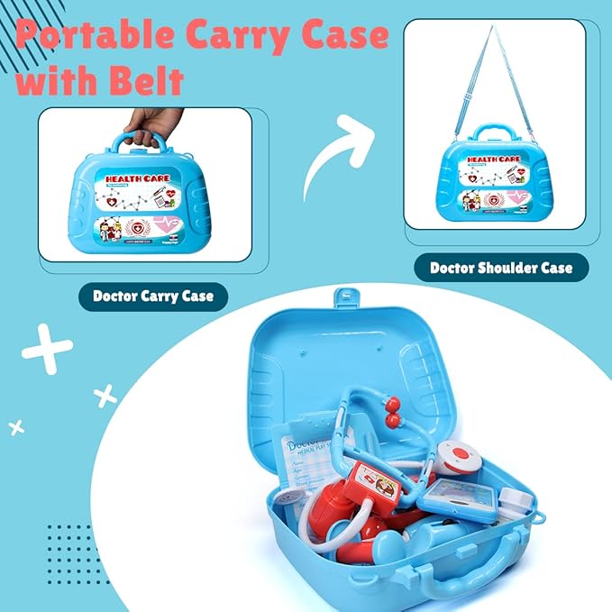 Meland Toy Doctor Kit for Kids - Pretend Play Doctor Set with Carrying Case, Stethoscope Toy & Dress Up Costume - Doctor Play Set for Kids Toddlers Ages 3 4 5 6 Year Old for Role Play Gift