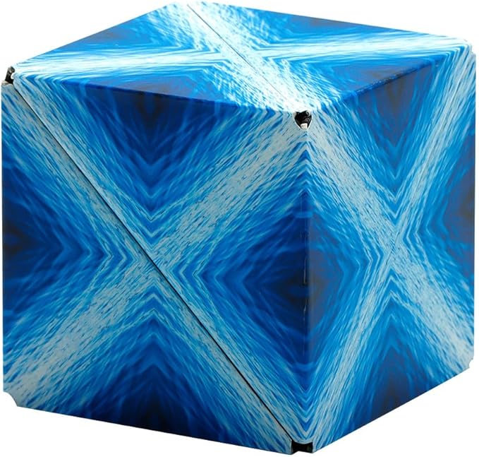 SHASHIBO Shape Shifting Box - Award-Winning Fidget Toy w/ 36 Rare Earth Magnets - Fidget Cube Transforms Into Over 70 Shapes, Sensory Toy Gift for Kids, Teens, and Adults (Blue Planet)