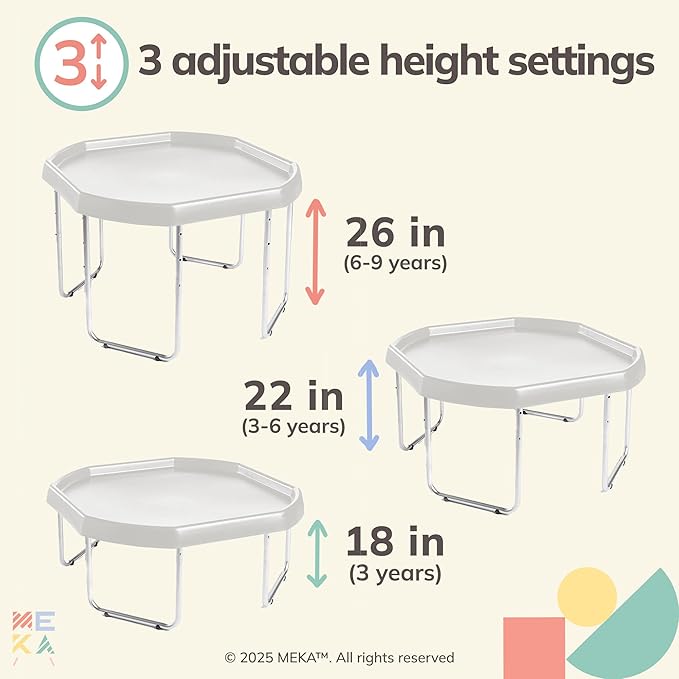 MEKA Large 38"x38" Tuff Tray Set White, Activity Sensory Tray Plus Stand Children, Outdoor Play Sand and Water Table for Toddlers and Kids, Toy Boys Girls
