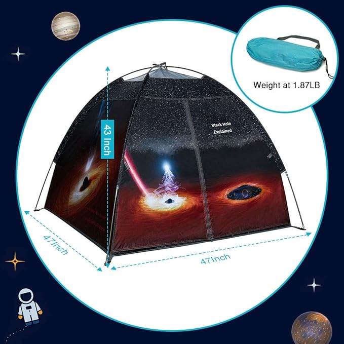 Play Tent for Boys and Girls- Space Shuttle Atlantis with Hubble Dome Tent for Kids Gift- ToddlerPop Up Tent Playhouse for Indoor Imaginative and Physical Play- 47" x 47" x 43" (Black)