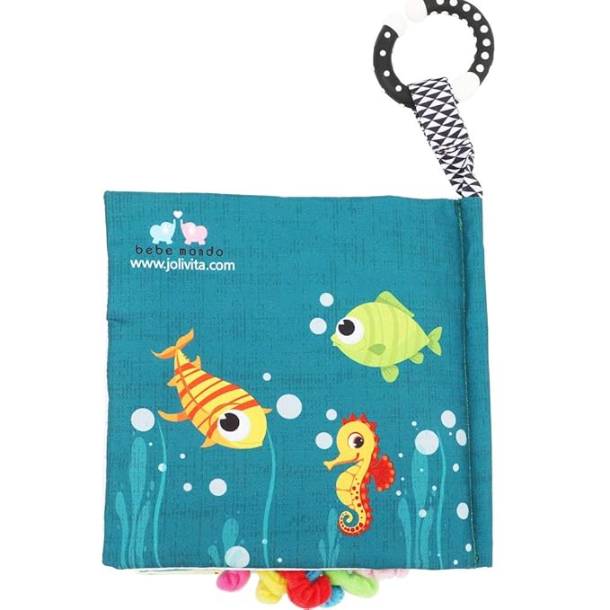 Fish Baby Books Toys, Touch Feel Cloth Crinkle Books for Babies,Baby Infant Toys 0-6, 6-12,12-18 Months,Early Learning Education, Christmas Shower Baby Gifts for Boys Girls,Teething,Mirror,Shark Ocean