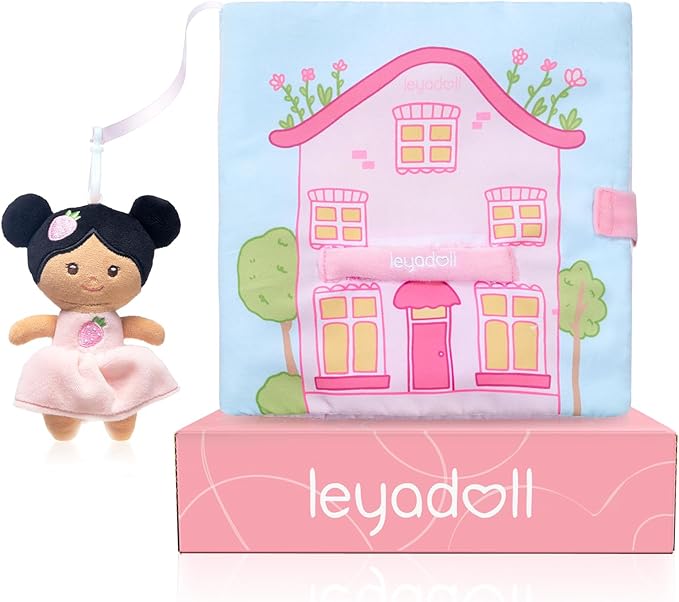 LeyaDoll Interactive Sensory Soft Cloth Book, Educational Crinkle Quiet Activity Busy Book for Babies,Toddler Travel Toy Gift for 1-3 Year Old Boys and Girls (A Berry Special Day)-Tanned